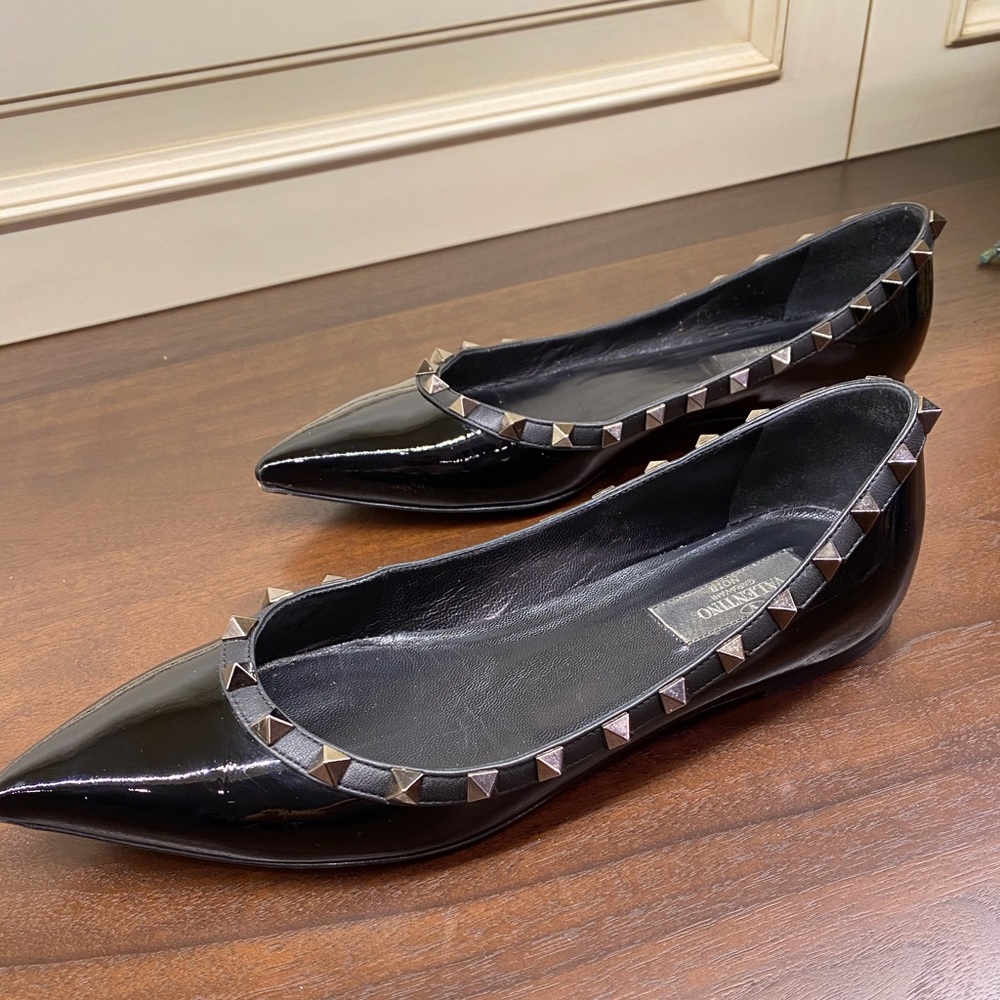 • Valentino • Rockstud Ballerina Flats Noir Black